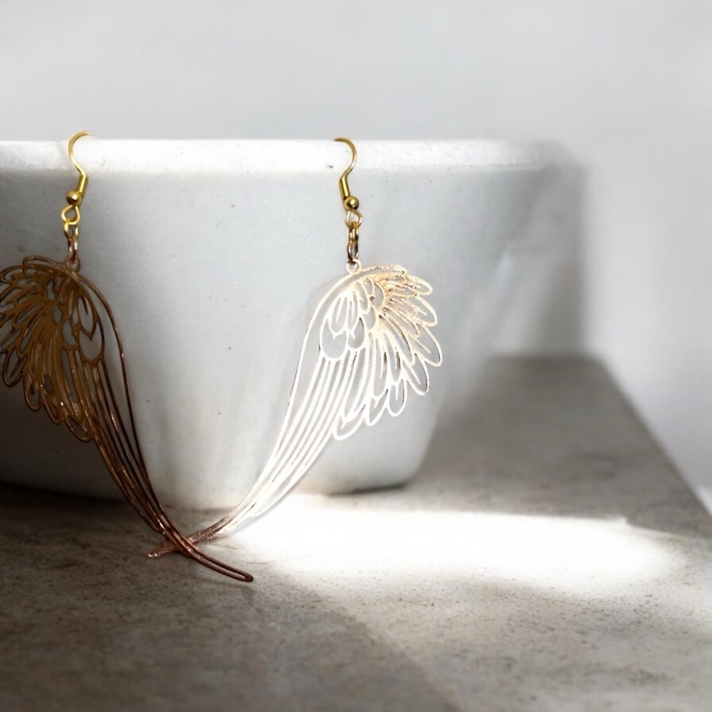 Angel wings earrings Delicate wings earrings. Delicate angel/fairy wing jewelry.